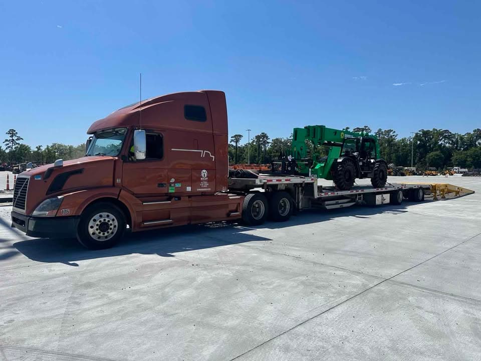 Flatbed cargo haul in daylight